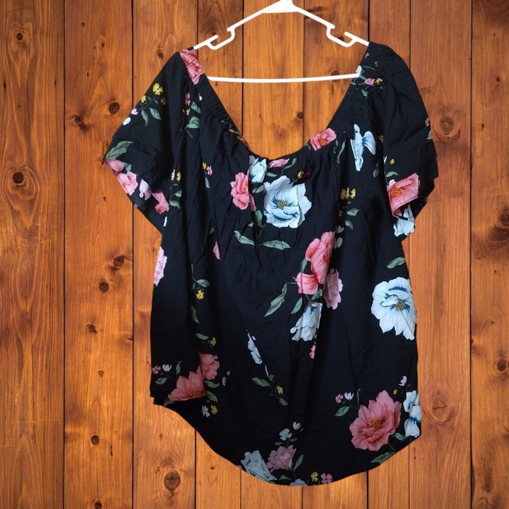 Old Navy Size 3X Short Sleeve Floral Flowy Boho Cottagecore Pullover Peasant